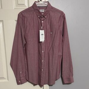 Lacoste Men's Maroon Casual Button-Down Shirt
